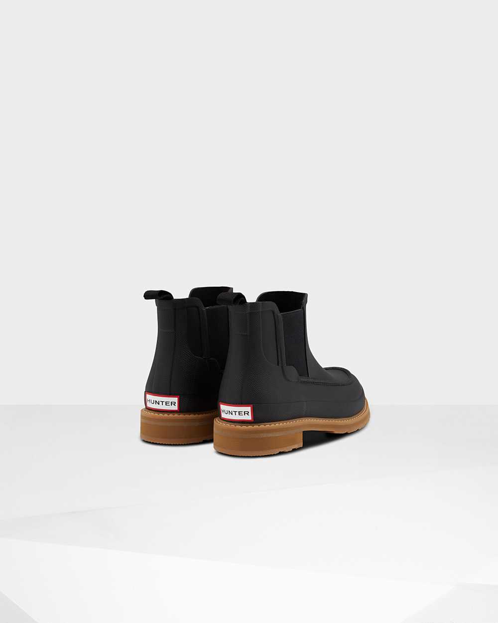 Hunter Original Moc Toe Men's Chelsea Boots NZ-76243M Black